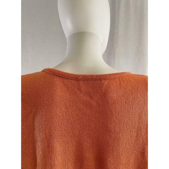 American Collection Women's T-Shirt Basic Solid Orange Short Sleeves Crew Neck - Picture 7 of 9